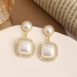 Celestique Korean Gold Plated Pearls Contemporary Drop Earrings-37