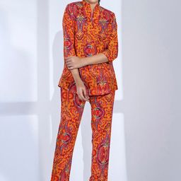 Readiprint Fashions Printed Mandarin Collar Pure Cotton Curved Style Tunic With Trousers-picture-46