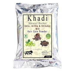 khadi natural herbal Natural Amla Aritha & Shikakai Powder Shampoo- 100 g-image-1