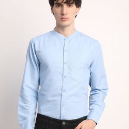 THE BEETEL HOUSE Men Smart Regular Fit Band Collar Solid Cotton Casual Shirt-image-97