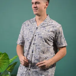 COBB Men Abstract Printed Slim Fit Casual Cotton Shirt-image-69