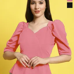 Metronaut Women Pack Of 2 Sweetheart Neck Crop Top-image-73