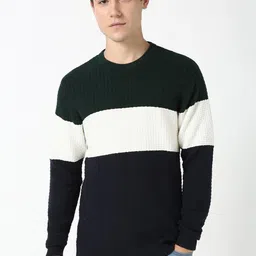 Peter England Casuals Men Colourblocked Cotton Pullover Sweater-image-39