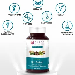Bliss Welness Gut Detox With Trikatu & Triphala Supports Digestion & Metabolism - 120 Tab image 2