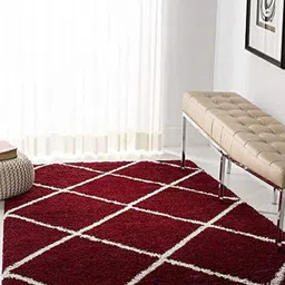 Banchmark Home Furnishings Red Geometric Handmade Woollen Carpet-picture-8