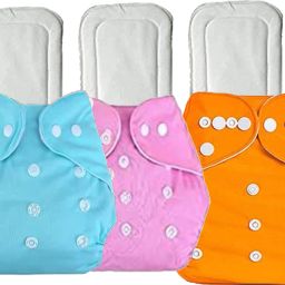 Baby's Cloth Pocket Diaper With Insert( PACK OF 3, Sky Blue, Pink & Orange)-19