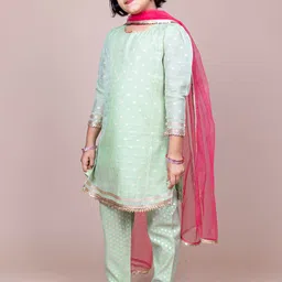 HERE&NOW Girls Printed Regular Kurta with Palazzos & With Dupatta image 3