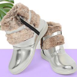 SparkleGlow Girls Fur & Buckle Charm Boots-image-79