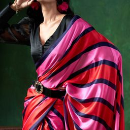 Sangria Striped Saree With Blouse Piece-picture-16