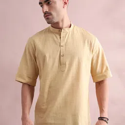 FILORI Band Collar Pure Cotton Straight Short Kurta-picture-55