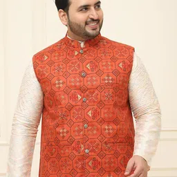 SOJANYA PLUS Printed Cotton Linen Woven Nehru Jackets-57