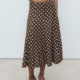 MANGO Polka Dots Printed Mid-Rise Flared Midi Skirt-13