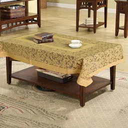 Kuber Industries Gold-Toned Floral Cotton 4-Seater Table Cover-18