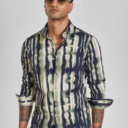 Snitch Men Smart Cutaway Collar Dyed Slim Fit Casual Shirt-image-55