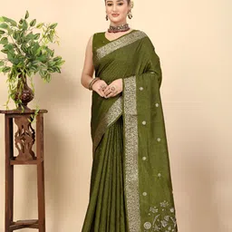 J 6 DESIGNER Floral Embroidered Block Print Saree-picture-13