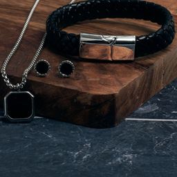 SALTY Men Midnight Alpha Necklace & Earrings With Bracelet Jewellery Set-picture-33