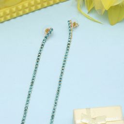 StyleCast Gold-Plated Rhinestone Studded Contemporary Drop Earrings-image-17