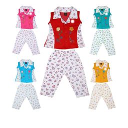 SK NAREN Girls Pack Of 5 Printed Pure Cotton Top with Trousers-picture-4