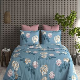 CHICERY Blue & Pink Floral Heavy Winter 350 GSM Single Bed Comforter-picture-16