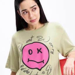Kook N Keech Printed Drop-Shoulder Sleeves Boxy Crop T-shirt-picture-37