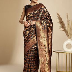 Anouk Rustic Floral Woven Design Zari Banarasi Saree-image-87