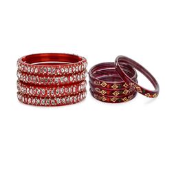 SOMIL Set Of 8 Artificial Stones and Beads Studded Glass Bangles-image-65