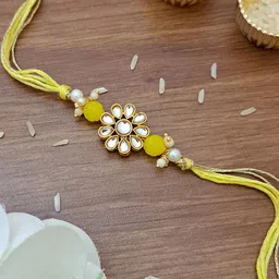MERYCRAFT Artificial Stones Studded & Beaded Thread Rakhi-14