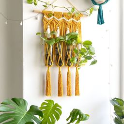Story of Knots Yellow Handmade Wall Planter-30