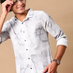 V-Mart Abstract Printed Spread Collar Cotton Shirt-image-19