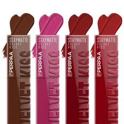 PERPAA Set Of 4 Velvet Kiss Waterproof Liquid Lipstick -3.5 ml Each -Shades -7-8-9-12-2
