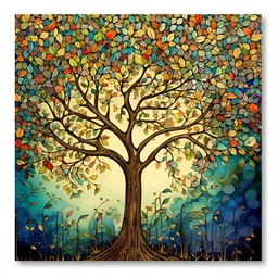 Aura Cream-Coloured & Brown Tree Printed Canvas Wall Painting-image-41