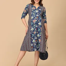 The Mom Store Floral Printed Maternity A-Line Midi Dress-image-18