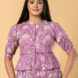 Jaitpuriya Women Floral Printed Layered Cotton Shirt Style Top-picture-23