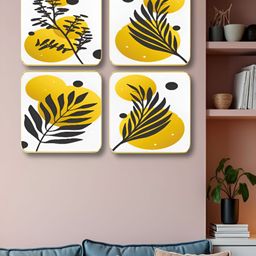 Livin'luxe White & Green Set of 4 Piece Wood Other Wall Paintings-picture-45