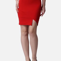 Popwings Front Slit Above Knee Pencil Skirt-image-2