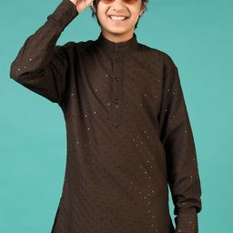 V-Mart Boys Embroidered Regular Sequinned Pure Cotton Kurta with Pyjamas-12