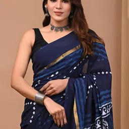 Taavi Elegant Block Printed Bagru Saree With Blouse Piece-image-44
