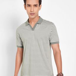 Peregrine by Pantaloons Striped Polo Collar Slim Fit T-shirt-picture-5