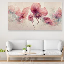 DEKORSTATION Cream-Coloured & Pink 1 Piece Canvas Floral and Botanical Wall Paintings-image-57