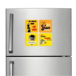 ARTBUG 4-Pcs Yellow & Black Printed Fridge Magnets-image-57