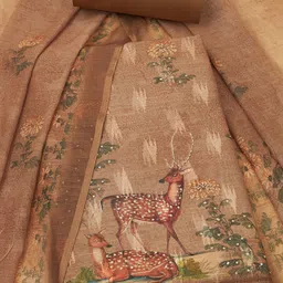 Soch Botanical Printed Sequinned Linen Unstitched Dress Material-image-60