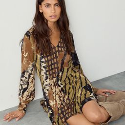NEXT Abstract Print A-Line Mini Cuffed Sleeves Dress-picture-27