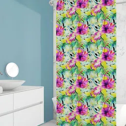 ArtzFolio Green & Pink Floral Printed Waterproof Shower Curtain-picture-15