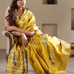 DIVASTRI Abstract Printed Zari Festive Saree image 3
