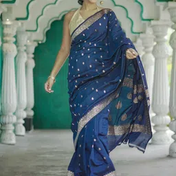 DHRUVIL IMPEX Woven Design Zari Pure Silk Banarasi Saree-picture-21