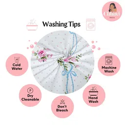 CHHAVI INDIA White & Blue Floral 210 TC Microfiber Queen Bedsheet Set 2.50 m x 2.25 m-image-74