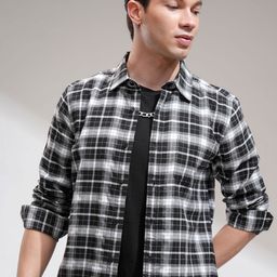 HIGHLANDER Men Slim Fit Opaque Checked Casual Shirt-image-76