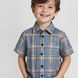 KIDGARB Boys Printed Cutaway Collar Polycotton Collar Casual Shirt-picture-14