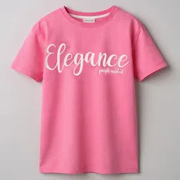 Purple United Kids Girls Typography Printed Applique T-shirt-picture-45