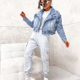 KPOP Lapel Collar Long Sleeves Crop Biker Jacket-10